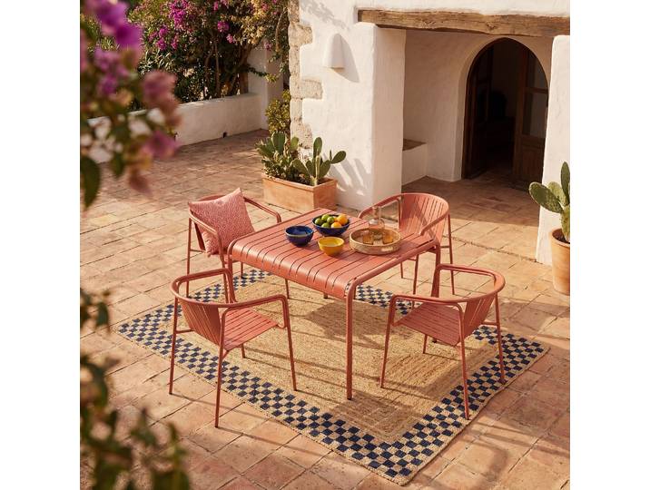 HABITAT - Table à manger de jardin en acier - 100 x 100 cm - Terracotta - Azur
