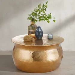 KADIMA DESIGN Couchtisch ENNS: Orientalisch, Hammerschlagstrukturen, Aluminium, handgefertigt