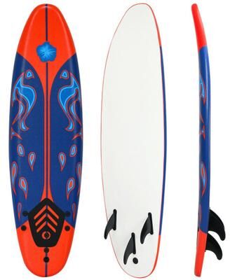 Costway 6 Feet Surfboard with 3 Detachable Fins-Red