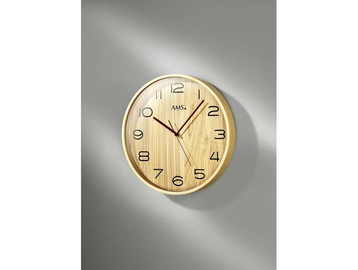 Wanduhr aus Holz mit Funkuhrwerk, Hellbraun