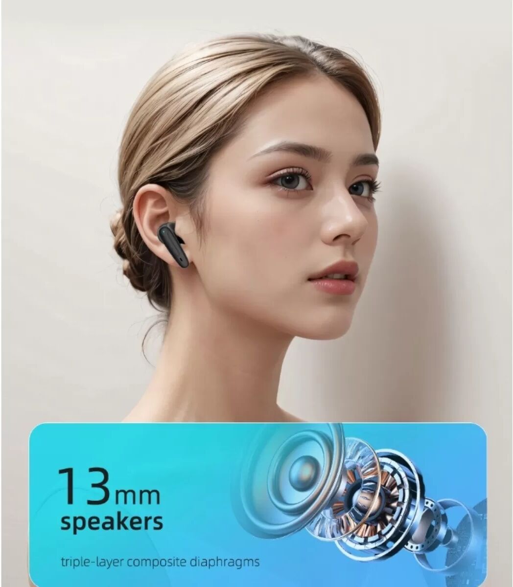 INF TW500 Wireless Bluetooth Earbuds - True Stereo, Noise Reduction, 4h Playtime, Fast 2h Charge Schwarz