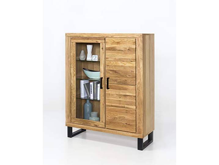 Vitrine Highboard in Wildeiche geölt Teilmassiv Breite 110cm Höhe 140cm