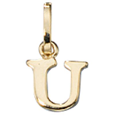 Buchstabenanhänger JOBO "Anhänger Buchstabe", gold (gelbgold 333), Schmuckanhänger, Damen, U, Gelbgold 333, 333 Gold