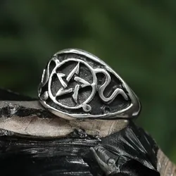 Drachensilber Ring Pentagramm 925er Silberschmuck 64 - Silber