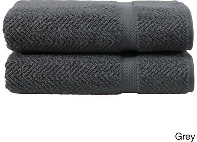 Authentic Hotel and Spa Herringbone Weave Turkish Cotton Bath Towel (Set of 2)
