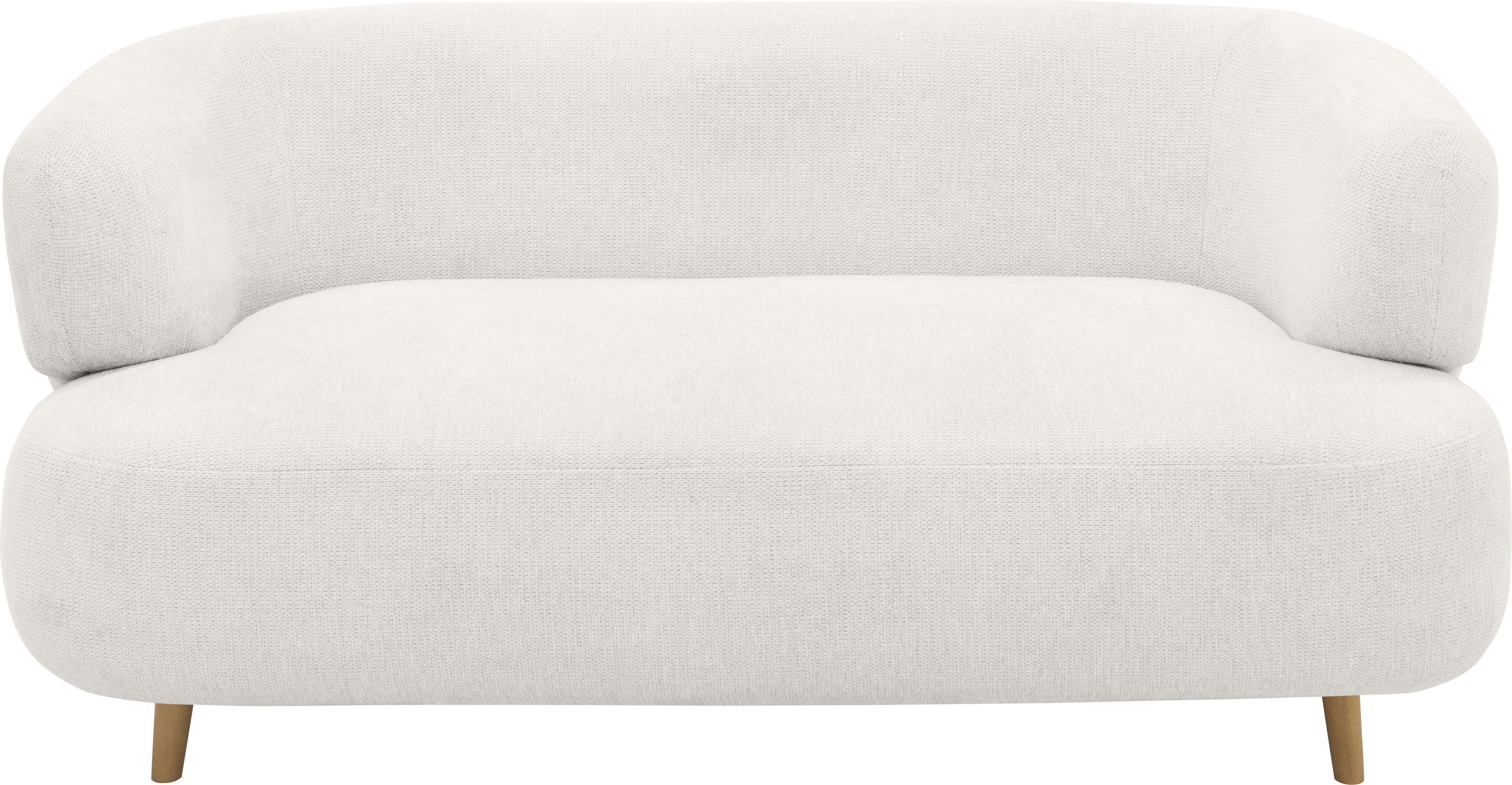 2-Sitzer HOME AFFAIRE "Tistam Runde Form", weiss (weiß), B:160cm H:73cm T:86cm, 95% Polyester, 5% Nylon, Sofas, 2-Sitzer, perfektes Einzelstück, organische Form, Füsse aus massivem Holze weiß B/H/T: 160cm x 73cm x 86cm, Struktur weich