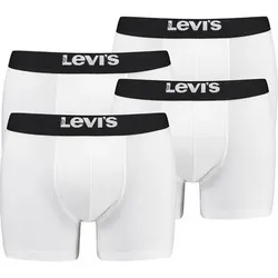 LEVIS Levi's Herren Boxershorts, 4er Pack - Solid Basic Boxer Brief, Logobund, Größe S in Weiß Weiß