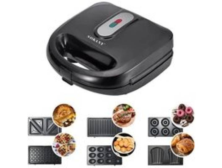 SOKANY Appareil multifonction 6 en 1 750 W (sandwich gaufrier gril de contact donut maker et plus) plaques antiadhésives