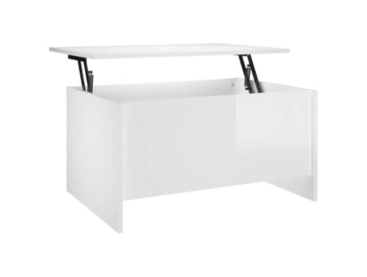 Todiikf Couchtisch Höhenverstellbar Hochglanz-Weiß 80x55,5x41,5 cm Höhenverstellbare Tischplatte mit verstecktem Staufach für das Wohnzimmer. Pflegeleichter Wohnzimmertisch in Weiß.