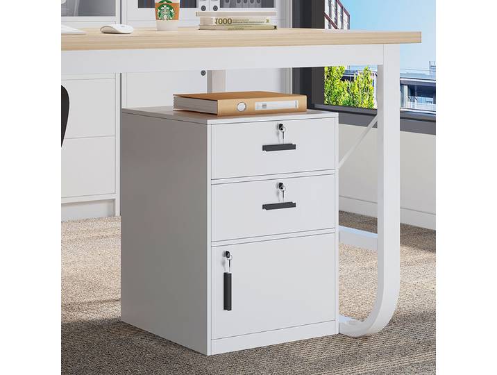 Classeur avec serrure Armoire de rangement mobile en bois pour bureau Armoire à tiroirs avec roulettes