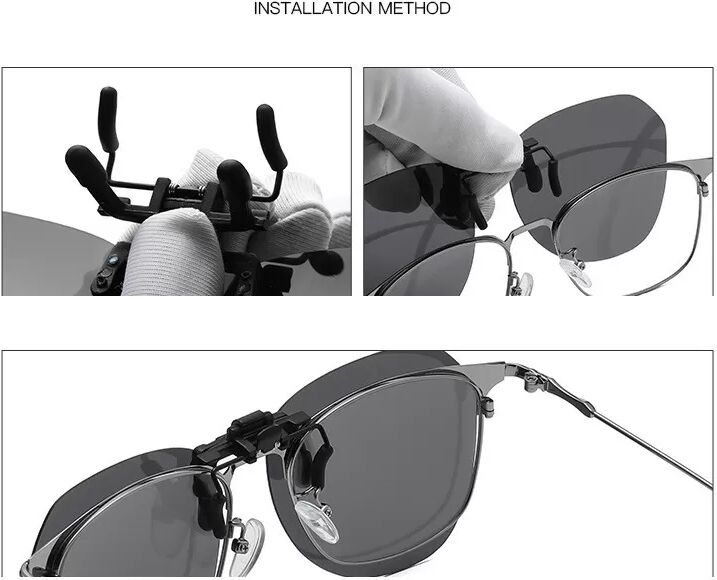 INF Polarisierte Clip-on-Sonnenbrille mit Etui Braun
