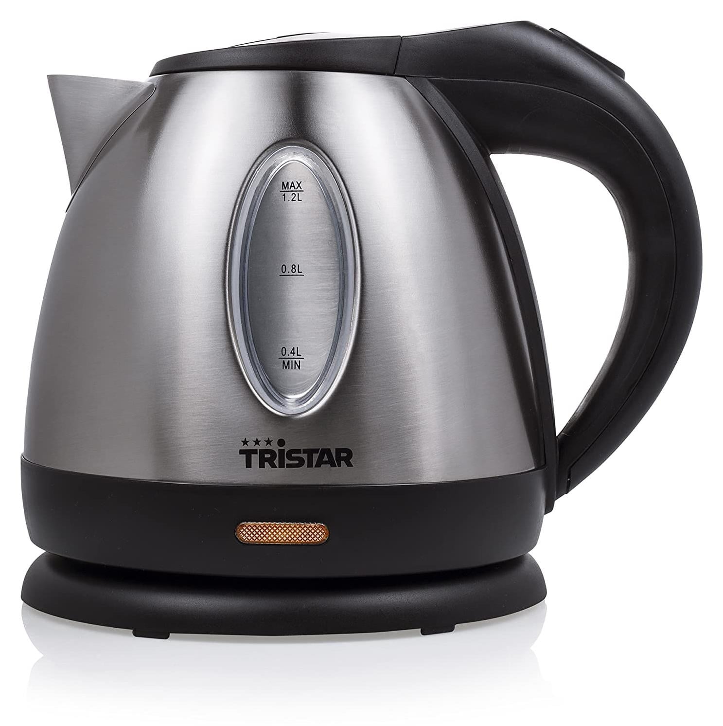 Tristar WK-1325 Waterkoker, 1,2 liter, 850 watt, zwart, roestvrij staal, met waterniveau-indicator, draadloos