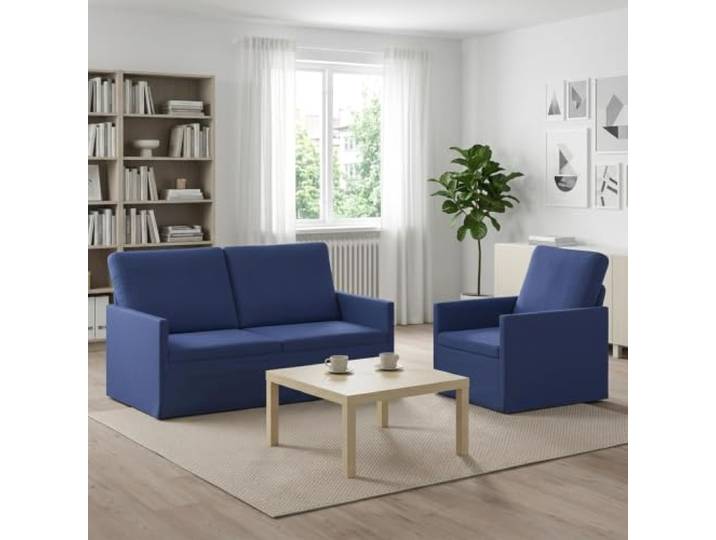 Sofa-Set 2 pcs Polizeiblau Samt Metallrahmen,Kissenrücken,Schaum-Faserfüllung,Wohnzimmer,Arbeitszimmer,modernes Design