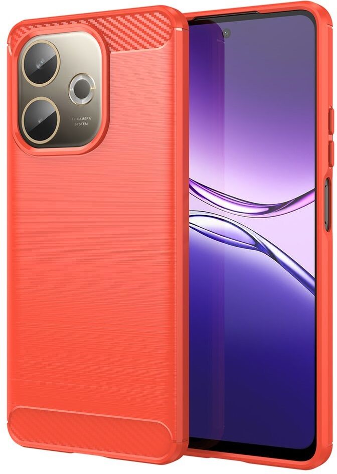 EIDERWOOD OPPO A5 Pro (4G / 5G) Brushed Carbon Fiber Mobil Cover - Rød