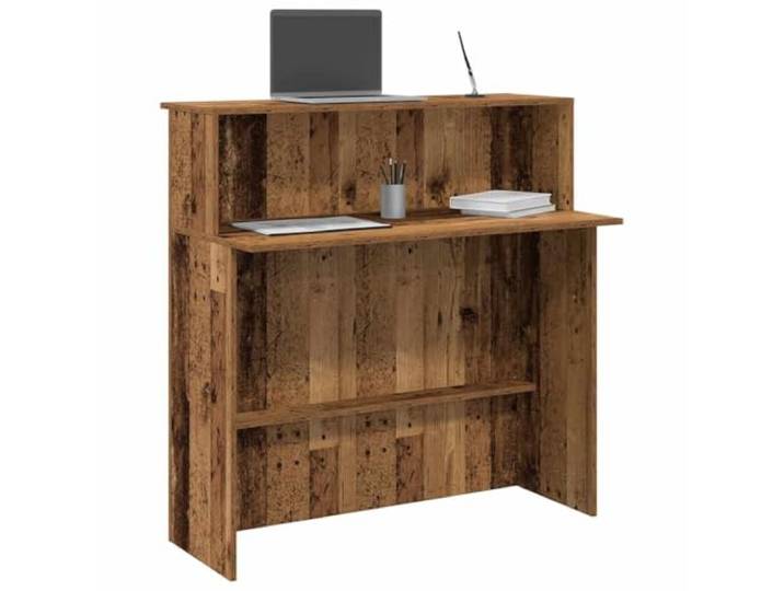 Xolmizyn Empfangstheke Holzwerkstoff Tresen Empfangstresen 100x50x103.5 cm Altholz-Optik, Büro & Hotel, Integriertes Regal, Mit Wandhalterung