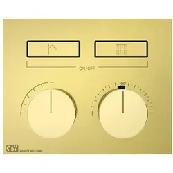 Gessi HI-FI, Fertigmontageset Unterputz-Thermostat mit Tasten-Bedienung, 2 separate Ausgänge, 63004246, Farbe: Gold PVD