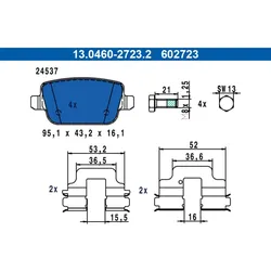 Bremsbelagsatz Scheibenbremse ATE 13.0460-2723.2 für Ford Mondeo IV Turnier