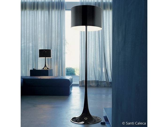 Spun Light Lampadaire Noir - Flos - Salon / séjour - Design - Métal - Avec abat-jour