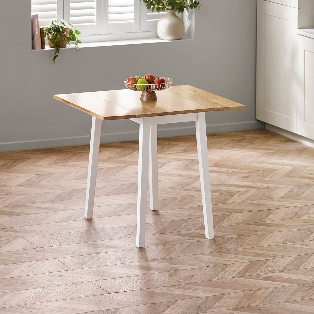Norden Home Linwood 90 cm Extendable Rubberwood Square Wood Top Dining Table with Wood Base Medium Wood