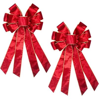 Inspire Select Large Red Velvet Burlap Christmas Wreath Bows 2 Pcs Holiday Tree Topper & Front Door Decoration Bows bright Red 2 Pcs