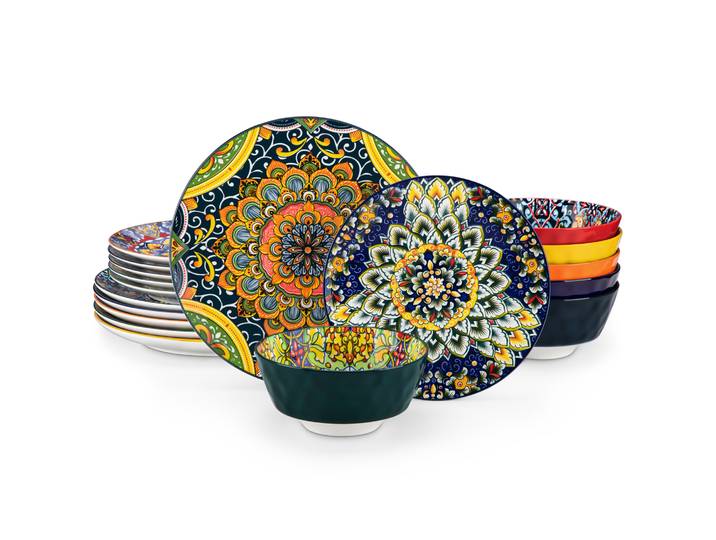 Vancasso 18/36 pièces service de vaisselle en céramique grès Style bohème avec assiette à dîner/assiette à Dessert/soupe/bol de céréales pour 6