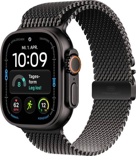 Apple Watch Ultra 4 GPS + Cellular 49mm Titangehäuse Titanium Milanese Loop Schwarz S