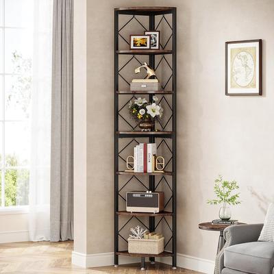 YUZHOU 78.7 Inches Tall Bookshelf, 7 Tiers Corner Shelf