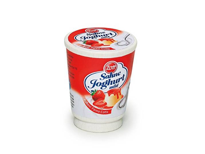 Erzi Zott 17125 Slagroomyoghurt van hout, winkel artikelen voor kinderen, rollenspellen