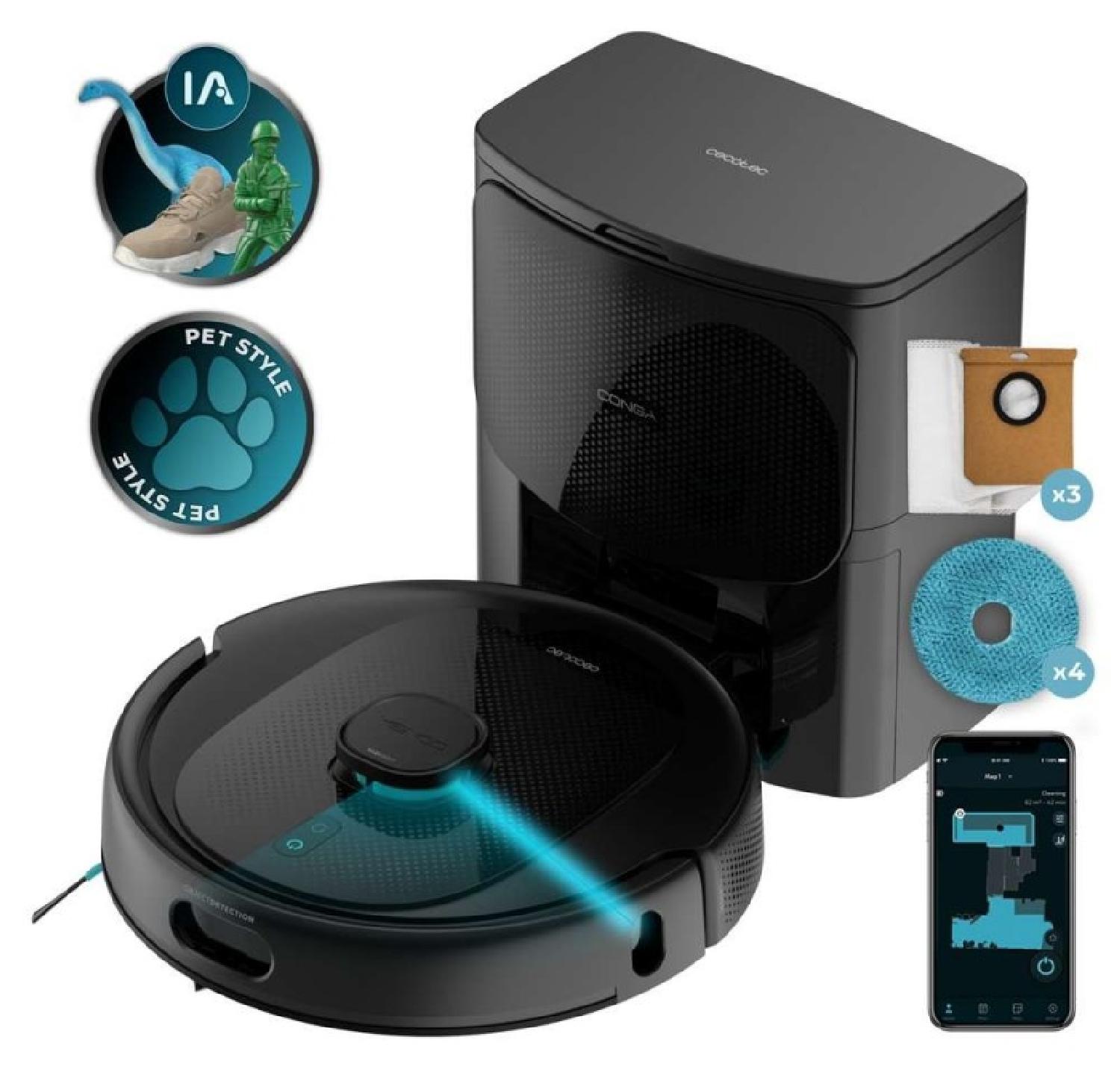 Cecotec Saug- und Wischroboter mit KI und Absaugstation Conga 9990 AI Spin Revolution Ultra Power Home Essential