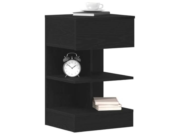 KTHLBRH Nachttisch Eiche Schwarz 40 x 35 x 65 cm mit Schublade Technisches Holz, 2 Etagen, kompaktes Design, einfache Wartung, für Schlafzimmer