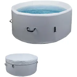 Whirlpool HWC-N97, Ersatz-Pool 4 Personen, In-/Outdoor aufblasbar Dropstitch-Gewebe, rund Ø150cm grau-weiß