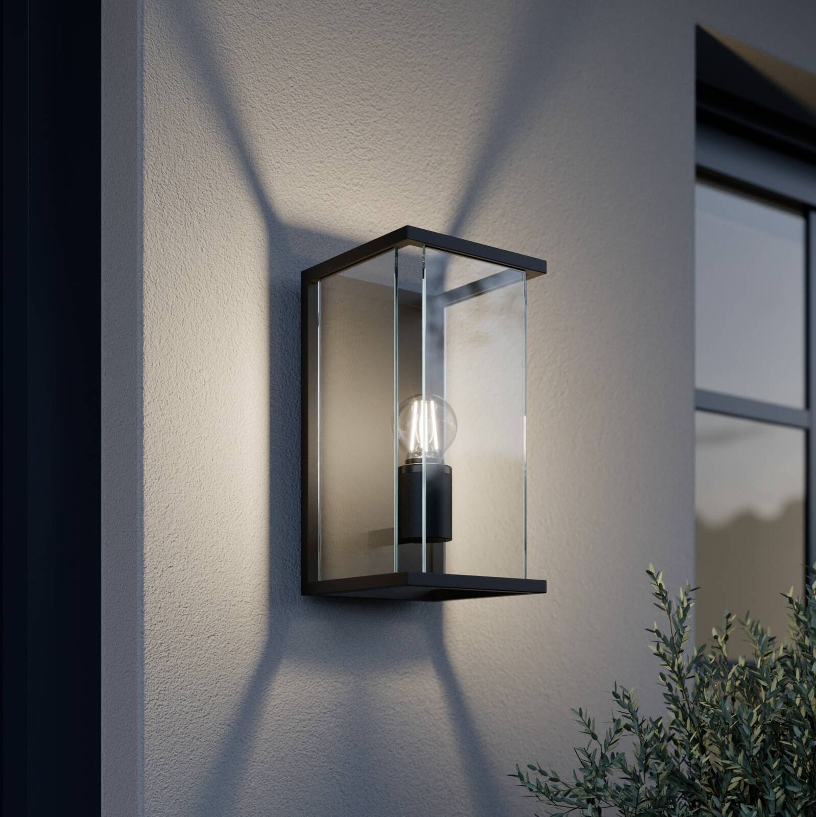 Outdoor Wall Light Annalea Lucande, dimmable, Black, Aluminium, Modern, Outdoor Wall Light