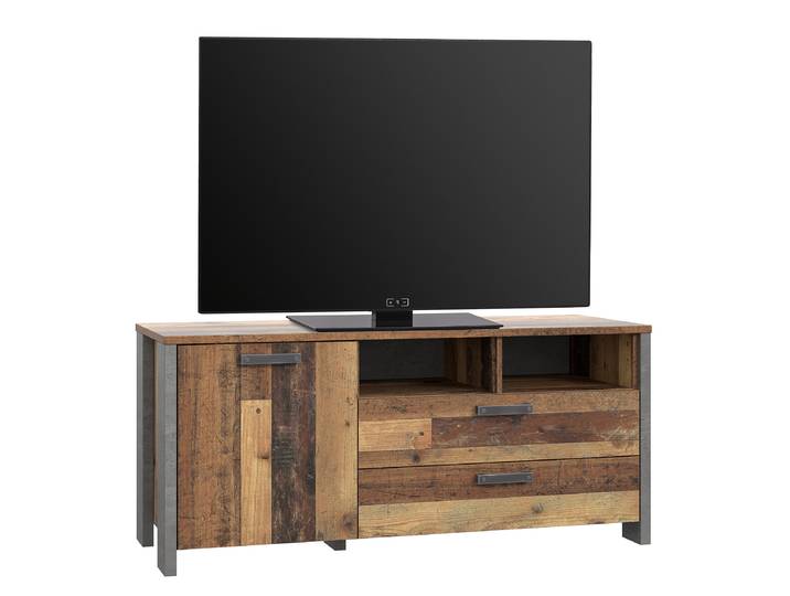 Meuble TV - 142 cm Panneau aggloméré plaxé Marron/Gris 142 x 64 x 52cm