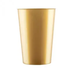 Mehrweg Trinkbecher Gold 230ml aus Plastik (PS), 10 Stück - Mank