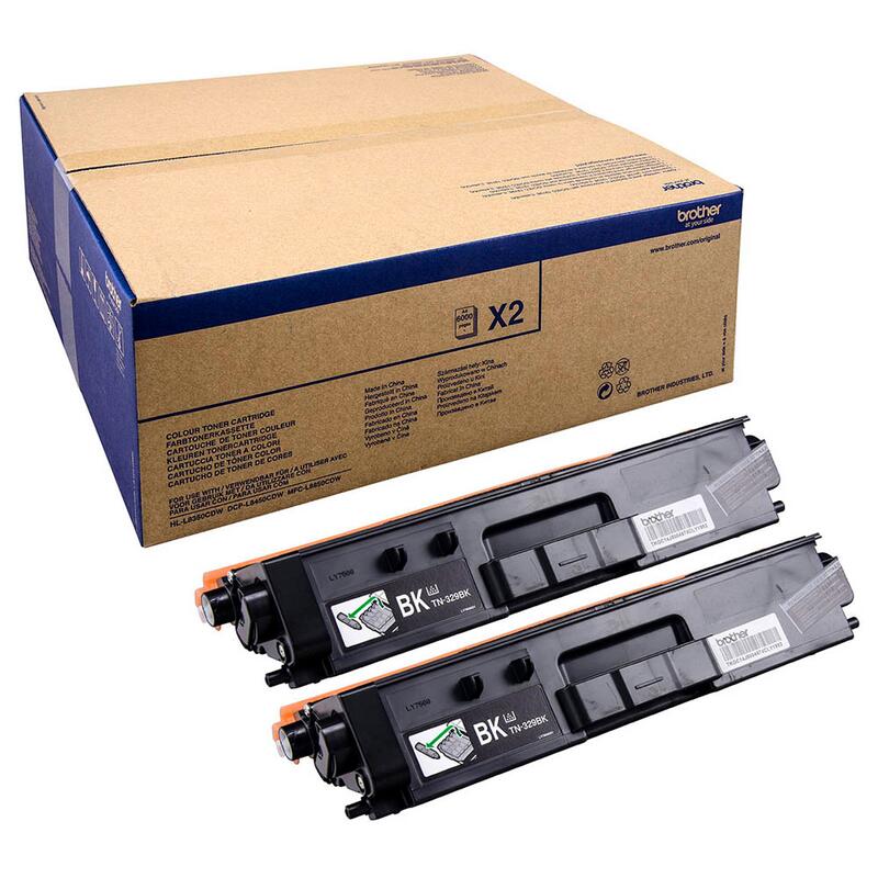 Brother Original TN329BK Toner Doppelpack schwarz 2x 6.000 Seiten (TN-329CTWIN) TN329BKTWIN