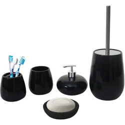 5-teiliges Badset MCW-C72, WC-Garnitur Badezimmerset Badaccessoires, Keramik ~ schwarz