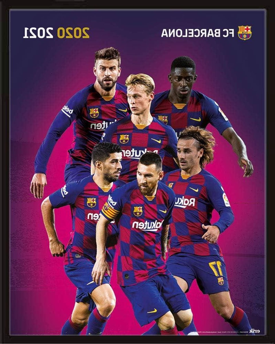 Voetbal Poster FC Barcelona Print Decoratie Muur Zwart 40 x 50 cm