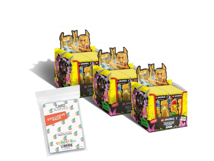 Bundle mit LEGO Ninjago Serie 8 Next Level Trading Cards - 3 Display (150 Booster) + Exklusive Collect-it Hüllen