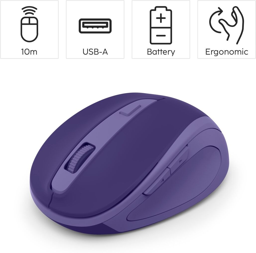 Hama Maus "Funkmaus WM-400 ergonomisch optisch 6 Tasten leise", blau, B:4,2cm H:6,5cm T:9,6cm, Computer-Mäuse, Ergonomisch, flüsterleise, 6 Tasten, DPI-Schalter, USB-Empfänger, Maus