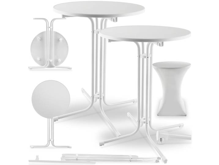 Stehtisch Eren klappbar mit Husse 90x110cm - weiss, 2er Set