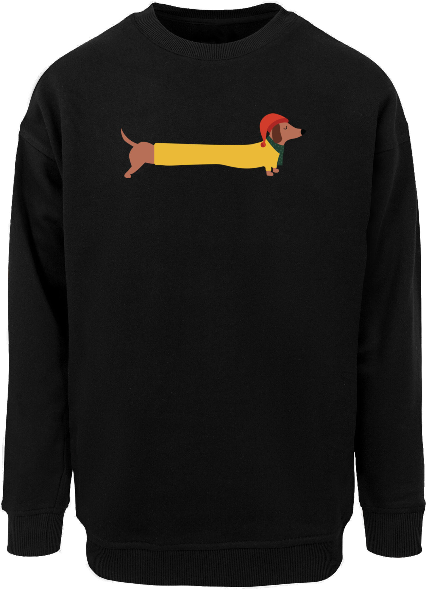 Sweater MERCHCODE "Merchcode Christmas Dog Crewneck", Herren, Gr. M, schwarz, 65% Baumwolle, 35% Polyester, bedruckt, Rundhals, Sweatshirts Sweater