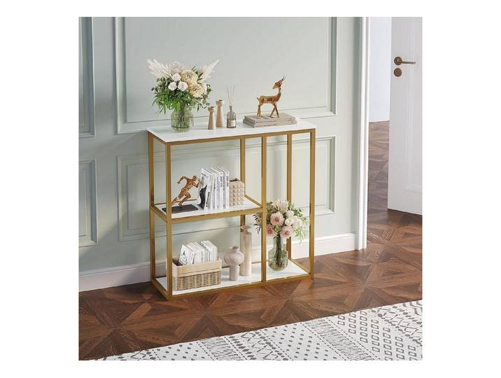 LuxusKollektion Konsolentisch Konsolentisch Weiß/Gold 80x30x80cm (1-St)