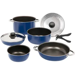Berger Alu Topf-Set mit Antihaftbeschichtung stapelbar 9 teilig blau