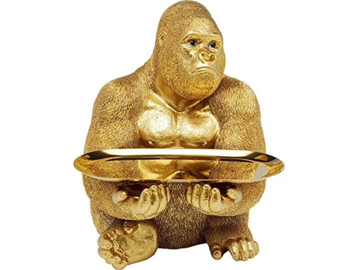 Kare Design Dek Figur Gorilla Butler, Gold, 37x29x32 cm, Deko Objekt, Wohnaccessoire, Dekoration, Gorilla Motiv, Handgearbeitet, Wohnzimmer