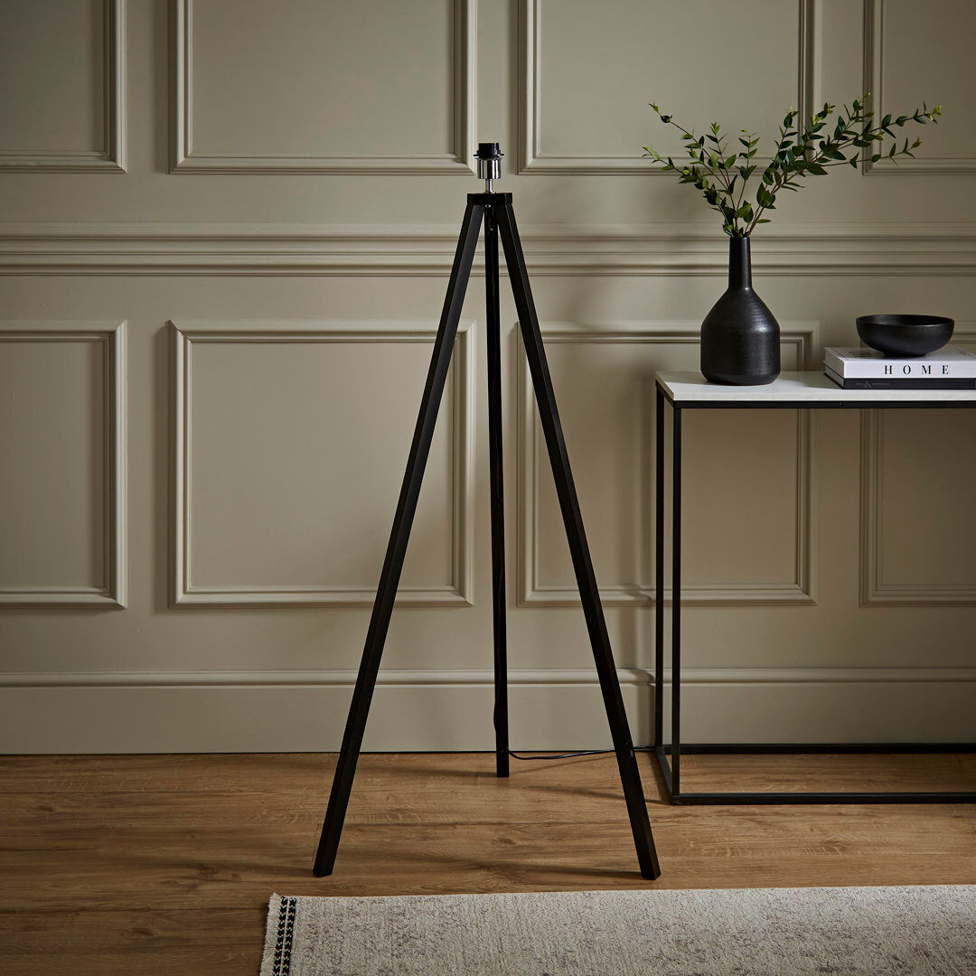 Latitude Run Mejias 130 H cm Tripod Floor Lamp Black 130cm H X 65cm W X 65cm D