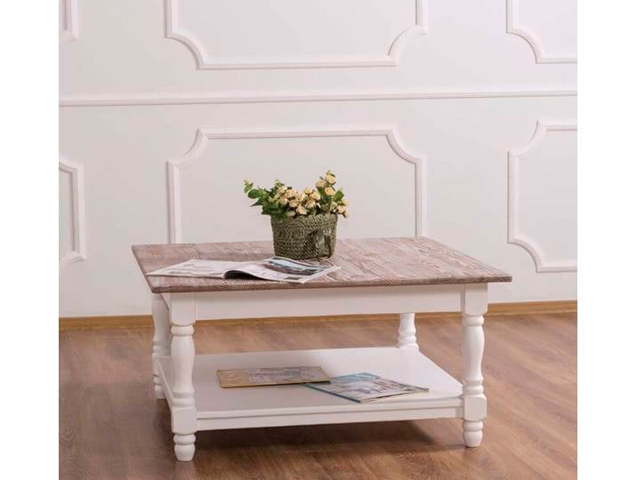 Quadratischer Landhaus Couchtisch mit Ablage