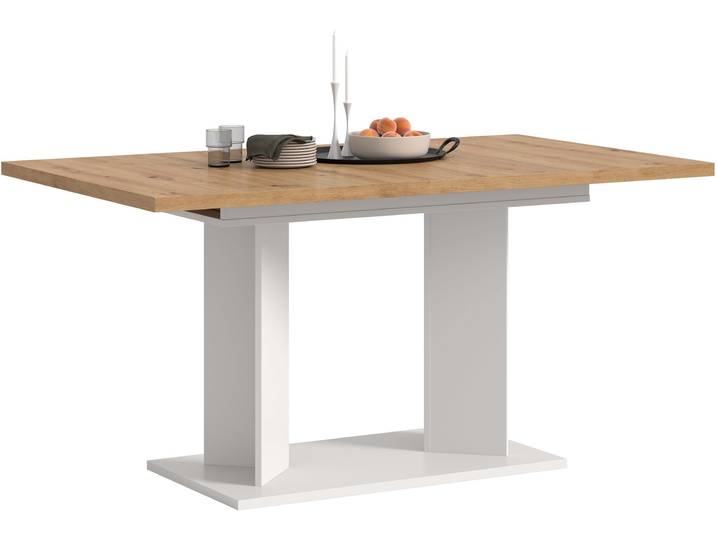 Esstisch HOME AFFAIRE GERO, 150-190 cm, ausziehbar, Säulengestell , weiß, artisan eiche nachbildung, H:76cm, Tische, Esstisch, Tisch, Esstisch, Esszimmer, Esszimmertisch, Küchetisch, Bartisch