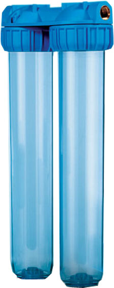 Contenitore Doppio Per 2 Filtri Acqua 20" In/out 3/4" Ottone Col. Opaco (Or)