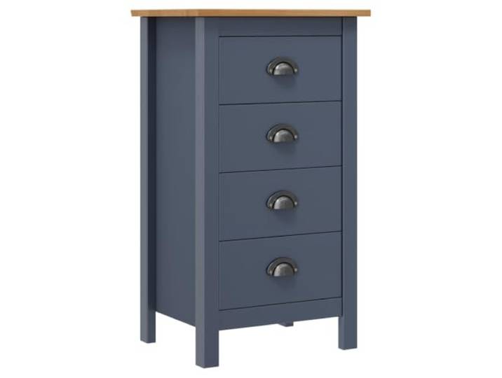 RJPLMFV Sideboard Hill grau, 46 x 35 x 80 cm, Kiefernholz, robust 4 ausziehbare Schubladen, kompakte Aufbewahrung, Oberseite für Dekoration, einfache Montage
