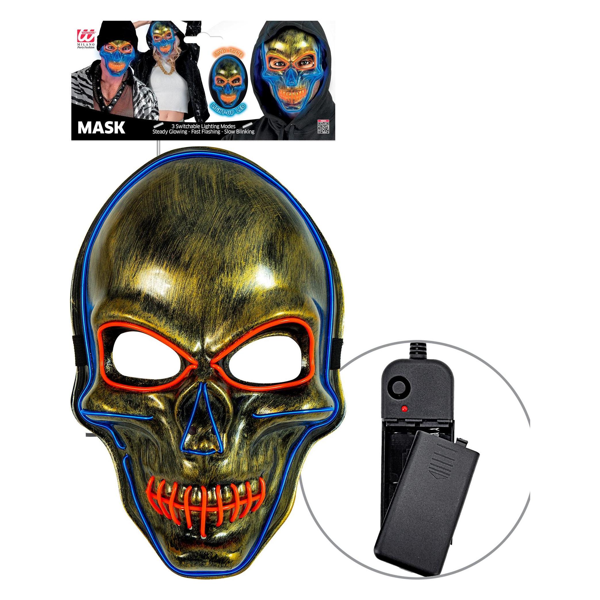 Widmann Goldene Totenkopfmaske mit LED Beleuchtung (30335)